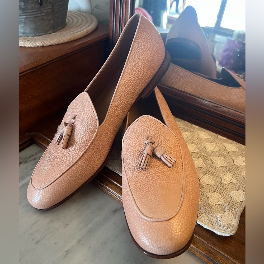 Men's Tassel Loafers in Blush Pink